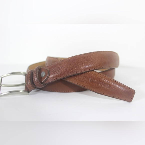 VALENTINO Italian Tan Leather Belt with Silver Buckle unisex - Picture 4 of 10
